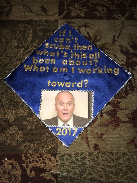 The Office Graduation Cap Mortarboard Art Graduation Cap Designs The Office, Office Graduation Cap, The Office Graduation Cap, Cap Decorating Ideas, Funny Grad Cap Ideas, Graduation Cap Designs College, Grad Hats, Funny Graduation Caps, College Grad Cap Ideas