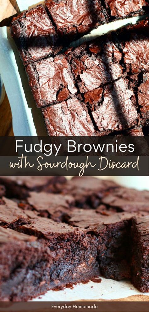 Try the ultimate sourdough dessert recipe with these Fudgy Brownies made with sourdough discard! This easy one-bowl recipe creates thick, chewy brownies bursting with rich chocolate flavor from cocoa powder and chocolate chips. Using sourdough discard or active starter adds depth, while baking in an aluminum square pan ensures a perfect flaky top. Simple, homemade, and utterly irresistible! Discard Brownie Recipe, Discard Sourdough Desserts, Sourdough Discard Brownie Recipes, Sourdough Brownies Recipe, Discard Dessert Recipes, Sourdough Discard Recipes Dessert, Sourdough Discard Dessert Recipes, Sourdough Discard Dessert, Sourdough Dessert Recipes