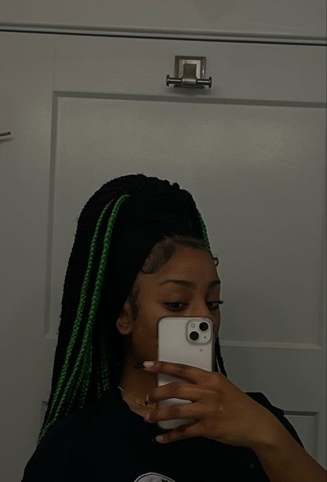 Clean Hairstyles, Green Peekaboo, Wig Tips, Black Kids Braids Hairstyles, Braids Locs, Girl Hair Colors, Big Box Braids Hairstyles, Colored Braids, Dreadlock Styles