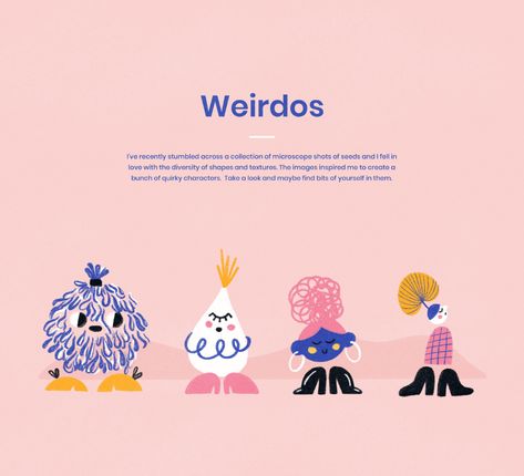 Weirdos | A quirky character exploration on Behance Character Exploration, Kids Branding Design, Quirky Illustration, Illustration Character Design, Kids Branding, 로고 디자인, Graphic Design Inspiration, Grafik Design, Graphic Design Illustration