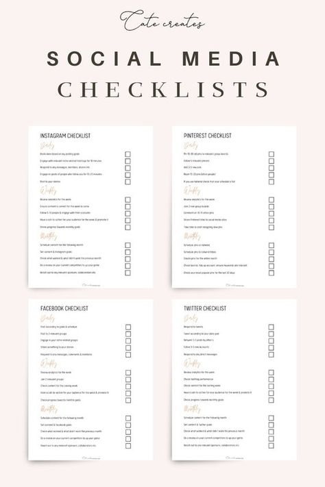 Social Media Templates by Penny Social Media Checklist For Business, Bujo Social Media Planner, Tiktok Planner, Business Daily Planner, Business Planner Printables, Social Media Planner Template, Blogging Planner, Social Media Planner Printable, Exam Planner