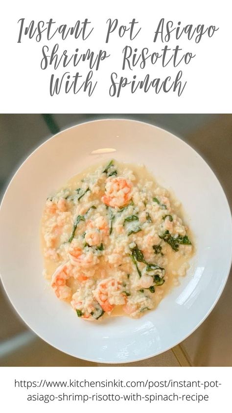 Asiago Shrimp Risotto, Healthy Risotto, Lobster Risotto, Shrimp Risotto, Spinach Recipe, Instant Pot Recipe, Lobster Tails, Date Night In, Low Sodium Chicken Broth