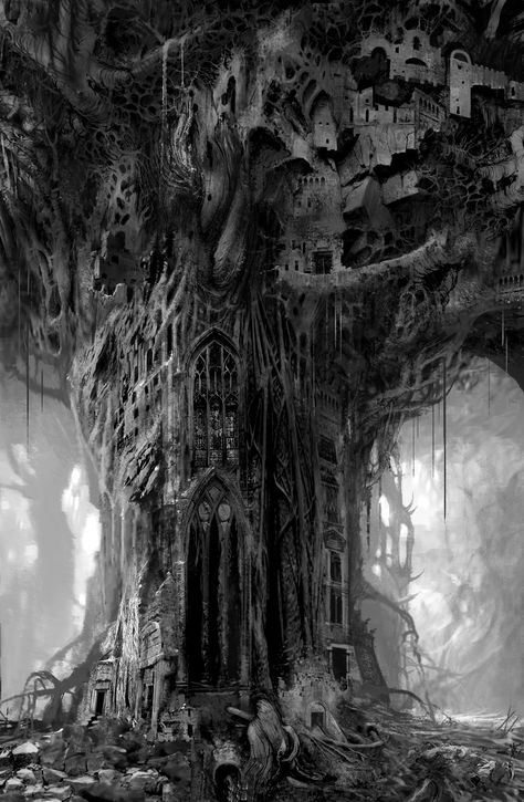 ArtStation - Guild Wars, wold wonders, Daniel Dociu Zdzisław Beksiński, Guild Wars, 다크 판타지, Matte Painting, Tree Drawing, Arte Popular, Environment Design, 판타지 아트, Environment Concept Art