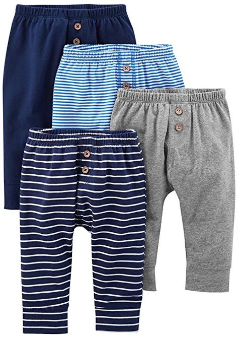 Simple Joys by Carter's Boys' 4-Pack Pant, Navy/Stripes/Gray, 0-3 Months Ripped Outfit, Cute Children Outfits, Jeans Outfit For Work, Neutral Pants, Outfit Jean, Jean Mom, Children Outfits, Fashionable Baby, Baby Boy Pants