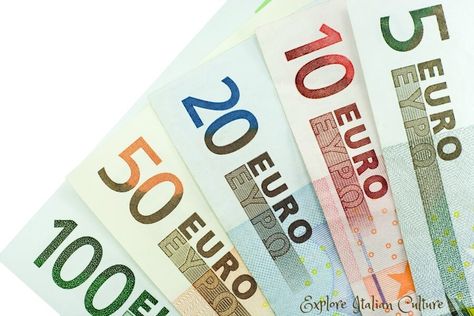 Currency in Italy consists of Euro notes and coins. Find out all about what it looks like and how best to get it during your trip to Italy. Italian Currency, Italian Money, Italy Money, Euro Notes, Euro Currency, Euro Money, Getting Money, Italian Vibes, Italy 2023