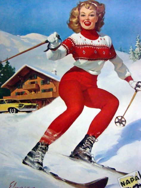 Pin Up Pictures, Pin Up Vintage, Gil Elvgren, Ski Posters, Retro Pin Up, Vintage Ski, Vintage Pin Up, Pin Up Art, Vintage Pinup