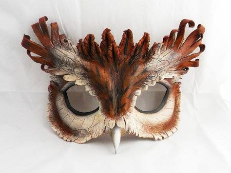 Cardboard Mask, Eastern Screech Owl, Owl Mask, Owl Costume, Mascaras Halloween, Brown Ribbon, Screech Owl, Bird Masks, Brown Bird