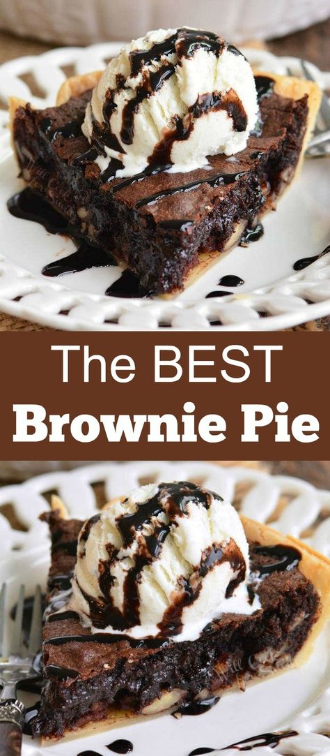 Brownie Pie Recipe, Easy Pie Recipe, Best Pie Recipes, Brownie Pie, Fudgy Brownie Recipe, Weight Watcher Desserts, Biscuits Graham, Diy Easy Recipes, Easy Pie Recipes