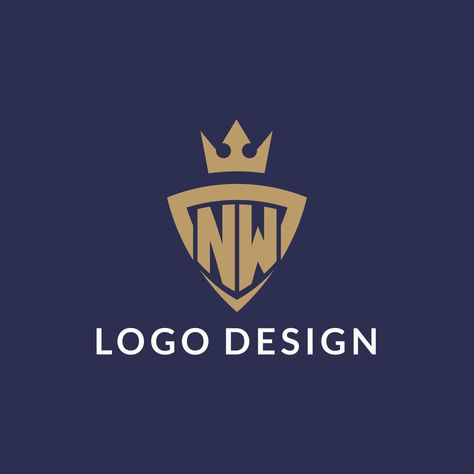 NW logo with shield and crown, monogram initial logo style Nw Logo Design, Nw Logo, Warrior Concept Art, Initial Logo, Church Graphic Design, Logo Style, Monogram Logo Design, Initials Logo, Cityscape Photos