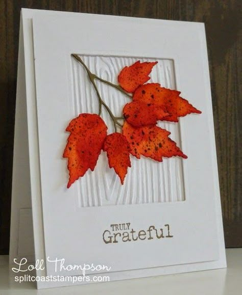 Thanksgiving Cards Handmade, Fall Greeting Cards, Carte Halloween, Leaf Cards, Ideas Vintage, Embossed Cards, Thanksgiving Cards, Fall Cards, Creative Cards