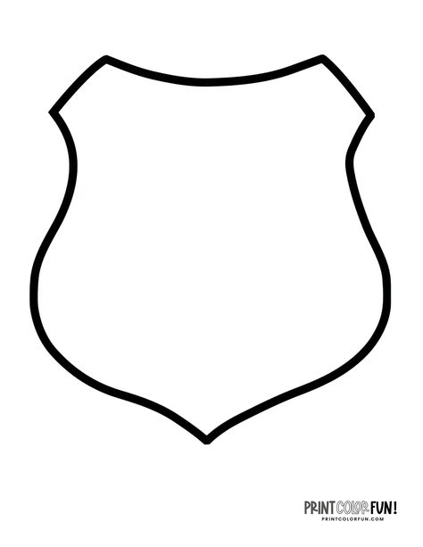 Large blank police shield shape coloring page from PrintColorFun com Police Officer Art Preschool, Police Badge Craft Preschool, Community Helpers Police, Police Officer Badge, Police Shield, Shape Coloring Pages, Community Helpers Theme, Community Helpers Preschool, Sheriff Badge