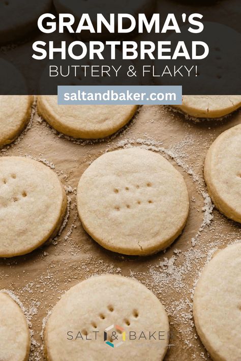 Grandma’s Shortbread Cookies are buttery, flaky, sweet (but not too sweet!) and melt-in-your-mouth cookies! This recipe is from my husband’s great grandmother and his family — and now ours — has been making this recipe for years. It’s the best shortbread recipe! Cookies With Cornstarch, Shortbread Cookies With Cornstarch, Soft Gingersnap Cookies, Best Shortbread, Best Shortbread Cookies, Oatmeal Raisin Cookies Chewy, Classic Peanut Butter Cookies, Shortbread Recipe, Classic Cookies Recipes