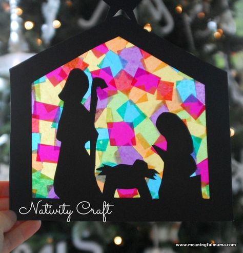 Stained Glass Nativity Craft Teaches Hope - Printable Included. Great craft for preschool kids and older.  Meaningful Mama #kidmin #children's ministry #Sunday School #Christmas Ideas #Christmas Ideas for Kids Marshmallow Catapult, Stained Glass Nativity, Nativity Craft, Christmas Sunday School, Christmas Sunday, Silhouette Paper, Olympic Rings, Preschool Christmas Crafts, 1 December