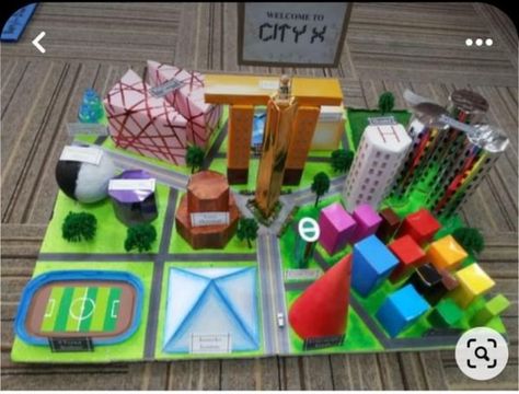 3d Geometry Project, Geometry City Project, Math City Project, Maths City Model, 3d City Project, Math 3d Project, Maths Project Model Ideas, Geometry City Math Project, Geometric City Project