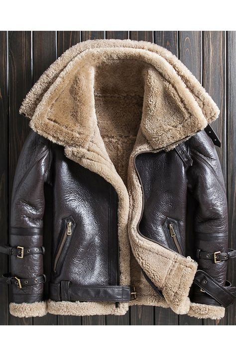 2019 New Mens Short Leather Jacket Fur Jacket Double Collar Mens Winter Coats Fur Coat Men, Short Leather Jacket, Jacket Store, Collar Leather Jacket, Aviator Jacket, Fur Leather Jacket, Double Collar, Sheepskin Jacket, Coat Outfit