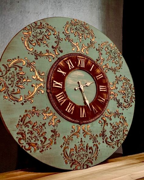 🛑Before delivery 🛑size 70cm wooden material 🛑price 3500 🛑“Transform your space with our chic and trendy wall clock. Designed to be both functional and stylish, this clock will not only keep you on time but also add a touch of charm to your home decor. Make a bold statement with our eye-catching wall clock. Get yours today and bring a new sense of sophistication to your living space.” #homedecor #homeaccessories #wallclock #decor #haidy_hussain_vintage_house ating Sacred Geometry Art Mandalas, Cheap Artwork, Country Wall Clock, Gold Art Painting, Handmade Wall Clocks, Refinishing Furniture Diy, Handmade Clocks, Diy Wall Clock, Picture Frame Designs