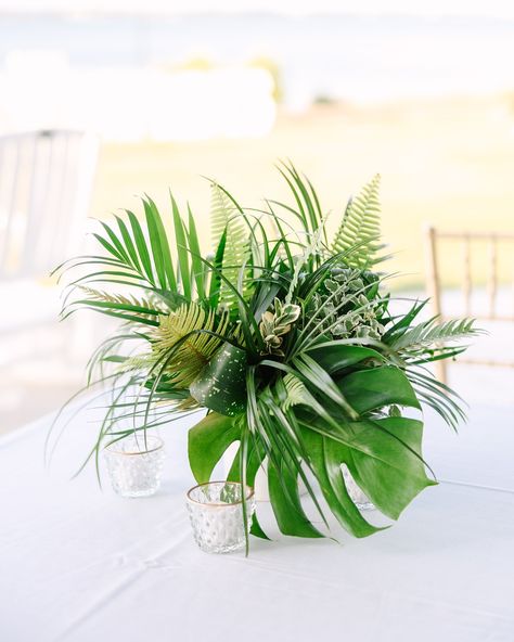 Tropical Greenery Arrangements, Grenada Wedding, Civil Wedding Decor, Tropical Flower Arrangements Diy, Safari Picnic, Banana Leaf Decor, Leaf Decor Wedding, Whiskey Party, Garden Gala