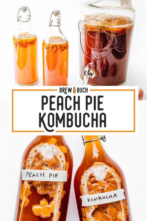 Peach Kombucha Recipe, Kombucha Flavors Recipes, Pomegranate Kombucha, Peach Kombucha, Kombucha Recipes, Kombucha Drink, Fermented Drinks, Kombucha Flavors, Kombucha Scoby