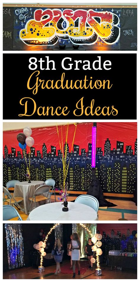 Middle School Dance Themes, Middle School Dance Ideas, 8th Grade Dance Themes, Middle School Graduation Party, School Dance Decorations, School Dance Themes, Graduation Dance, School Dance Ideas, Middle School Graduation