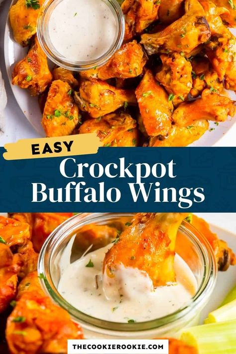 Crock Pot Chicken Wings are simple and stress-free, leaving you with delicious buffalo wings to enjoy. Get ready to learn how to make one of your favorite appetizers at home using your slow cooker. These crockpot wings are the ultimate Super Bowl 2023 recipe! Crockpot Wings, Crockpot Chicken Wings, Crock Pot Chicken Wings, Chicken Wings Crockpot, Buffalo Chicken Wings Recipe, Slow Cooker Chicken Wings, Easy Chicken Wings, Wings Recipe Buffalo, Crock Pot Inspired Recipes