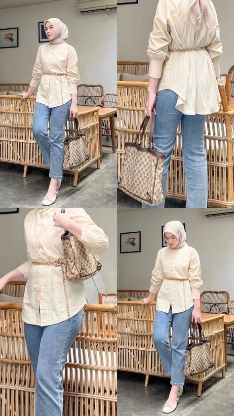 #ootdhijab #mixnmatch #outfithijab #outfitinspo #ootdkekinian #hijabbeauty #beautyhijab #ootdcelana #cardigan #rok #outfitremaja #hijabdress #ootdselebgram #outfit selebgram Cream Outfit Hijab, Mom Clothing Style, Kulot Pants, Outfit Muslim, Kondangan Outfit, Hijab Jeans, Ootd Jeans, Outfit Hijab Casual, Ootd Hijab Casual