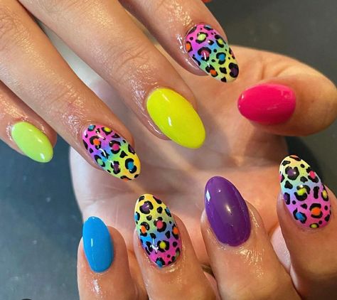 Lisa Frank Nails, Marilyn Nails, Cheetah Print Nails, Cheetah Nails, Hippie Nails, Ombre Nails Glitter, Cute Nail Art Designs, Instagram Nails, Glam Nails