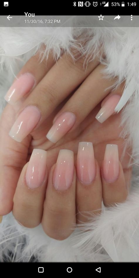 Square Natural Acrylic Nails, Natural Acrylic Nails Ombre, Nail Ideas Acrylic Natural, Natural Nail Designs Classy, Anc Ombre Nails, American Acrylic Nails, Milky Natural Nails, Pink Natural Nails Acrylic, American Nails Acrylic