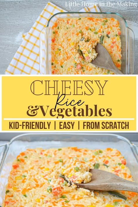 Vegetable Rice Casserole, Cheesy Rice Recipes, Easy Rice Side Dishes, Kid Friendly Side Dishes, Side Dishes For Thanksgiving, Dishes For Thanksgiving, Kid Friendly Vegetarian Recipes, Rice And Vegetables, Cheesy Rice