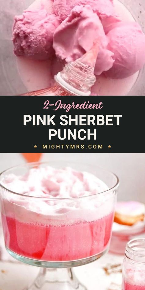 This frothy pink punch made with sherbet is one of my favorite easy party drinks. All You need is 2 Ingredients! So easy! Just mix together raspberry sherbet and plain or raspberry ginger ale. It’s the perfect punch for a baby shower too! This pink sherbet punch is fun and easy to make for Valentine’s Day, a princess birthday party, or for a baby or bridal shower. Raspberry Sherbet Punch, Princess Punch, Pink Punch Recipes, Bridal Shower Punch, Sherbet Punch Recipes, Easy Party Drinks, Sherbet Punch, Baby Shower Punch, Raspberry Sherbet