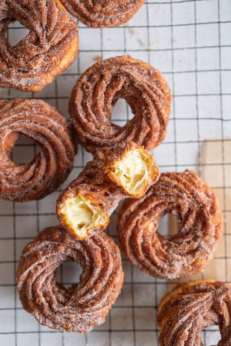 Spiced Sugar Crullers — Cloudy Kitchen French Cruller, Cruller Donuts, Cloudy Kitchen, Composting Food Scraps, Choux Dough, French Crullers, Sundried Tomato Pesto, Caramel Slice, Choux Pastry