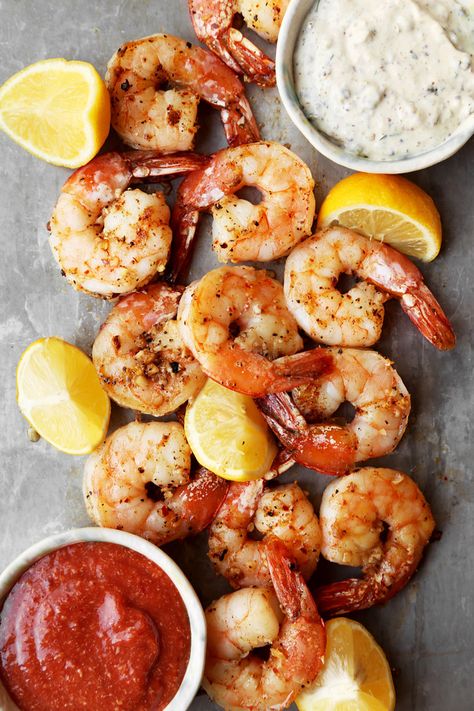 Roasted Shrimp Cocktail - The Candid Appetite Roasted Shrimp Cocktail, Homemade Cocktail Sauce, Cocktail Shrimp Recipes, Shrimp Appetizers, Roasted Shrimp, Seafood Appetizers, Cocktail Sauce, Shrimp Cocktail, Shrimp Dishes