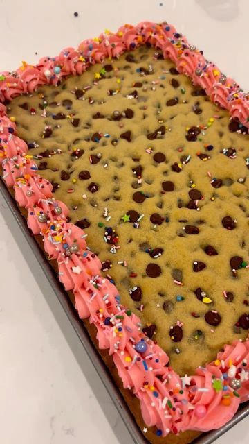 Birthday Cake Cookie Cake, Chewy Cookie Cake, Sheet Cookie Cake, Cookie Cake Recipe Sheet Pan, Square Cookie Cake Decorating Ideas, Rectangle Cookie Cake, Square Cookie Cake, Cookie Cake Birthday Designs, Sheet Pan Cookie Cake