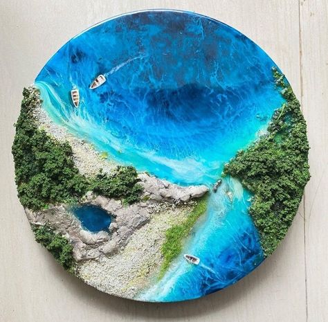 Diy Resin Wall Art, Beach Resin Art, Resin Beach Art, Resin Ocean Art, Resin Art Canvas, Ocean Resin Art, Resin And Wood Diy, Resin Beach, Beach Art Painting