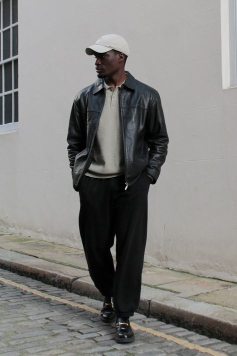 Old Money Jacket, Ted Baker Jacket, Old Money Men, Black Leather Jacket Outfit, Black Loafers Men, Money Men, Leather Jacket Outfit Men, Black Leather Jacket Men, Zara Leather Jacket