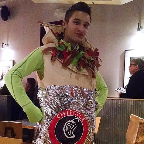 Pin for Later: 20 Things All Chipotle Worshipers Know to Be True You've Gone as a Chipotle Burrito For Halloween It's 100 percent worth it, just to get the $3 boorito. Chipotle Burrito, Halloween Pins, Burritos, 100 Percent, Worth It, The 3, Fall Decor, Christmas Sweaters, Photo Galleries