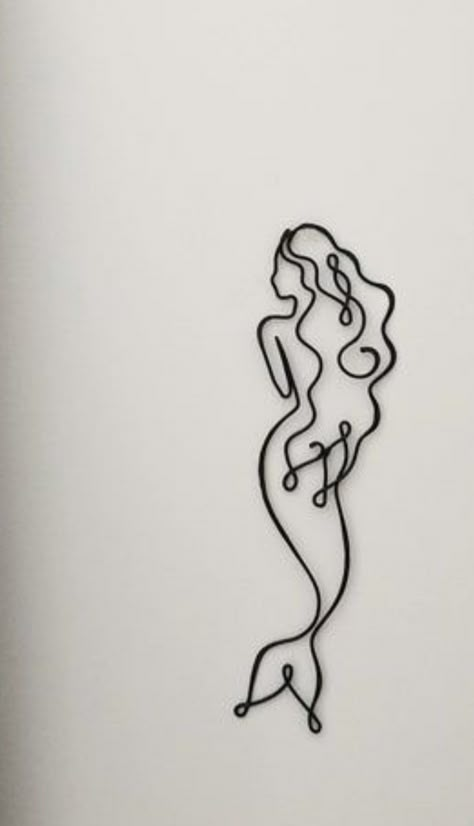 Simple Line Mermaid Tattoo, Mermaid Line Drawing Simple, Outline Mermaid Tattoo, Mermaid Symbol Tattoo, Simple Siren Tattoo, Single Line Mermaid Tattoo, Ocean Line Art Tattoo, One Line Mermaid Tattoo, Siren Tattoo Minimalist