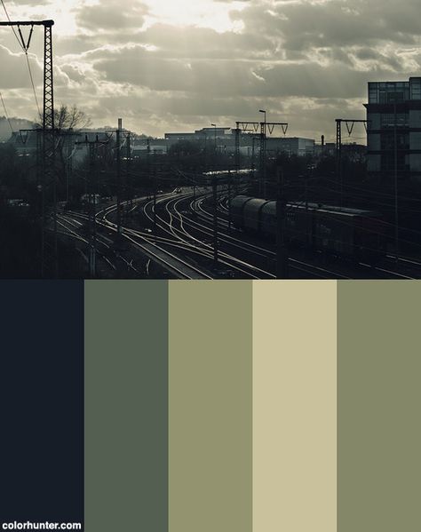 Apocalyptic+Rails+Color+Scheme The Last Of Us Color Palette, Post Apocalyptic Color Palette, Apocalyptic Color Palette, Melancholy Color Palette, Dystopian Color Palette, Aleutian Color Palette, Dystopian Colour Palette, Desaturated Color Palette, Apocalypse Color Palette