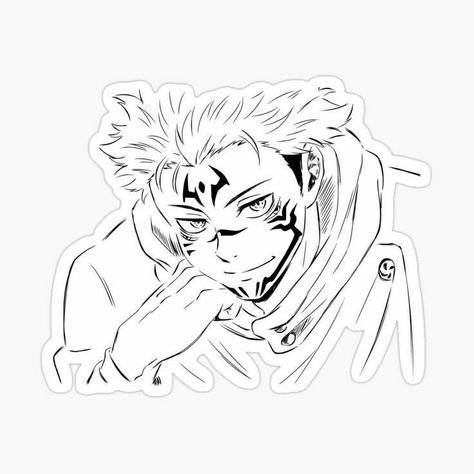 Jujutsu Kaisen Sticker, Anime Diys, Rick And Morty Stickers, Sukuna Jujutsu, Anime Paper, Black And White Stickers, Anime Crafts, Anime Stickers, Anime Tattoos