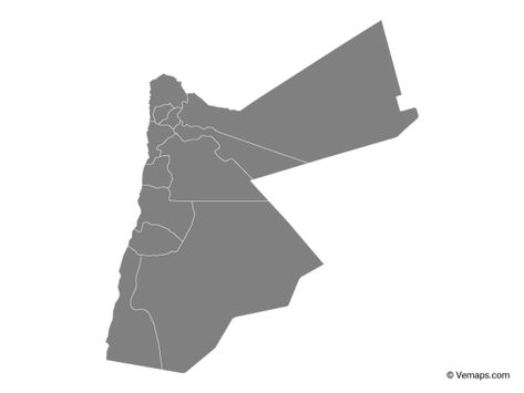 Grey Map of Jordan with Governorates | Free Vector Maps Jordan Map, Jordan Flag, Outline Format, Senior Jackets, Homeschool Geography, Map Outline, 3d Mandala, Bicycle Art, Letter A Crafts