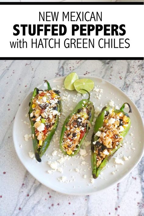 Stuffed Pepper with Hatch Green Chiles Canned Hatch Green Chile Recipes, Stuffed Hatch Peppers, Stuffed Hatch Green Chile Recipes, Hatch Pepper Recipes, Green Hatch Chili, Hatch Chili Peppers, Hatch Peppers, Mexican Stuffed Peppers, Hatch Chiles