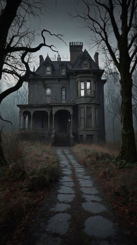 Creepy Farmhouse, Horror Architecture, Forest Mansion, Woodland Mansion, Haunted Town, Dark Mansion, Zombie Zone, Eerie Places, Real Haunted Houses