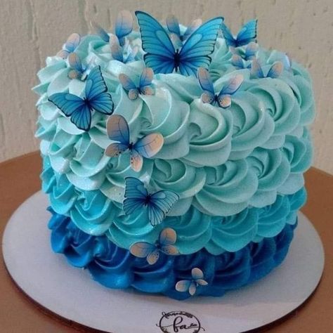 14th Birthday Cakes, Blue Birthday Cakes, Butterfly Birthday Cakes, 13 Birthday Cake, Birthday Cakes For Teens, Sweet 16 Birthday Cake, Elegant Birthday Cakes, 16 Birthday Cake, Simple Cake Designs