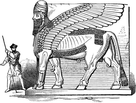 59170_winged_bull_lg.gif (1024×779) Babylon Art, Inspiration Draw, Evil Demons, Persian Empire, Ancient Persian, Human Head, Mythological Creatures, Mesopotamia, Ottoman Empire