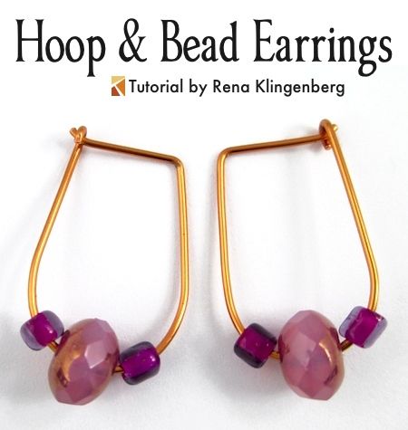 Hoop and Bead Earrings - tutorial by Rena Klingenberg How To Make Hoop Earrings Tutorials, Rena Klingenberg, Hoop Earrings Diy, Diy Wire Earrings, Earrings Tutorial, Earrings Ideas, Beaded Earrings Tutorials, Beaded Earrings Diy, Wire Jewelry Tutorial