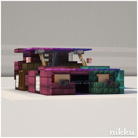 Minecraft Cars Ideas, Minecraft Cars Design, Minecraft Car Build, Minecraft Motorcycle, Minecraft Cyberpunk House, Minecraft Car Design, Minecraft Highway, Minecraft Garage, Cyberpunk Minecraft Builds