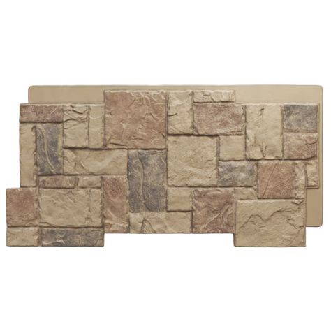 Ekena Millwork 49-in x 24.5-in Castle Rock Stacked Stone 8-sq ft Colfax Faux Stone Veneer in the Stone Veneer department at Lowes.com Faux Stone Veneer, Stone Siding Panels, Faux Stone Siding, Vinyl Wall Panels, Rock Panel, Stone Wall Panels, Stone Columns, Stone Panels, Lounge Bar