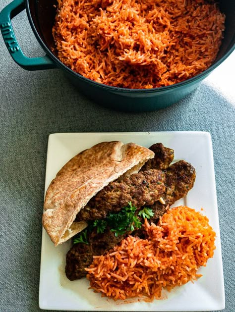 Iraqi Red Rice - Three Teas Kitchen Recipes Chaldean Recipe, Iraqi Cuisine, Red Rice Recipe, Foreign Food, Red Rice, Gourmet Cooking, Moroccan Food, Exotic Food, Health Dinner Recipes