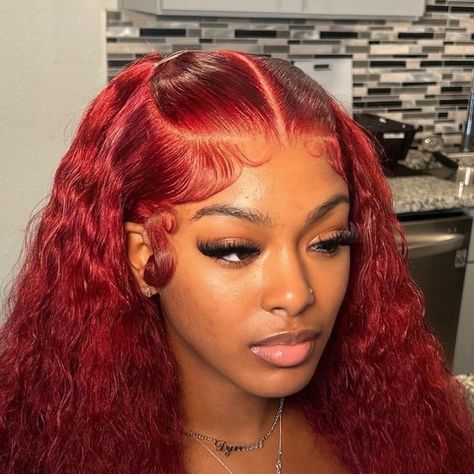 HOUSTON HAIRSTYLIST on Instagram: "I never get to do styles so this was funnn❤️❤️❤️ wig install with styling 😍" Red Wig Install Hairstyles, Red Wig Install, Vacay Hairstyles, Red Wig, Wig Install, Glam Doll, Hairstyle Inspo, Dyed Hair Inspiration, Red Wigs