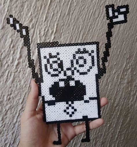 Black Perler Bead Patterns, Oogie Boogie Perler Beads, Liquid Stranger Perler, Creepy Perler Bead Patterns, Perler Beads Rave, Black And White Perler Bead Patterns, Ghostface Perler Beads, Subtronics Perler Pattern, Funny Perler Beads