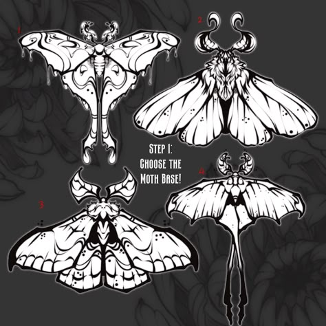 Build-a-Moth Flash sheet! This is for the Theys and the gays 😂🥰 After the overwhelming response to my first tattoo I did of the moth, I decided to make it possible for everyone to have their own skull moth. Join the cult :D Huge shout out to @georgia_rose_vixen for the inspiration 🩶 #flashsale #melbournetattoo #apprenticerates #mothtattoo #moth Fluffy Moth Tattoo, Lunar Moth Tattoos, Moth Tattoo Back, Moth Monster, Steampunk Knight, Princess Monster, Lunar Moth Tattoo, Moth Artwork, Anthro Moth